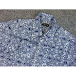 Vintage Paisley Indigo‎ Shirt Mens Large Blue No Iron